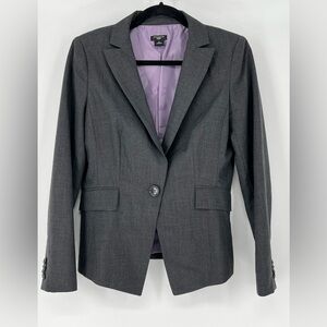 ANN TAYLOR NWOT WOOL BLEND BLAZER LILAC LINING 2‎ POCKETS SINGLE BUTTON CLOSURE